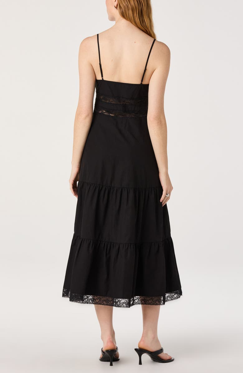 ASTR the Label Berenice Lace Detail Tiered Cotton Dress, Alternate, color, Black
