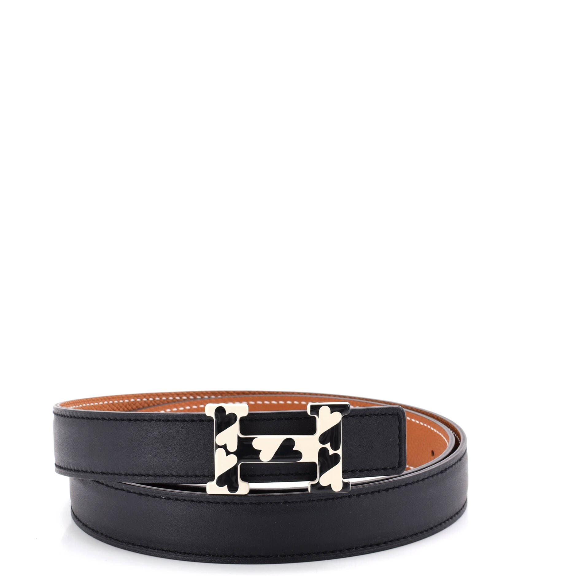 H Email Coeur Reversible Leather Thin, Main, color, Black