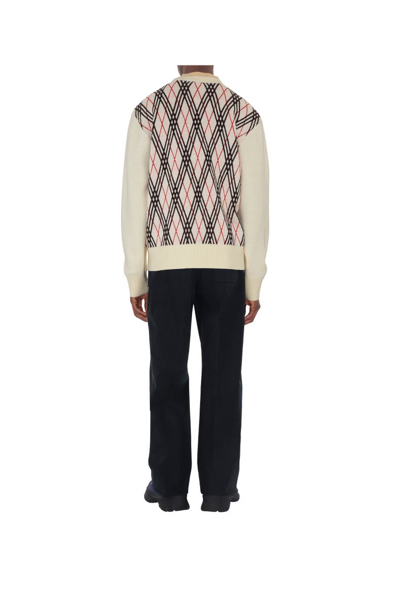 Burberry Argyle Check Wool Blend Sweater, Alternate, color, Chalk White