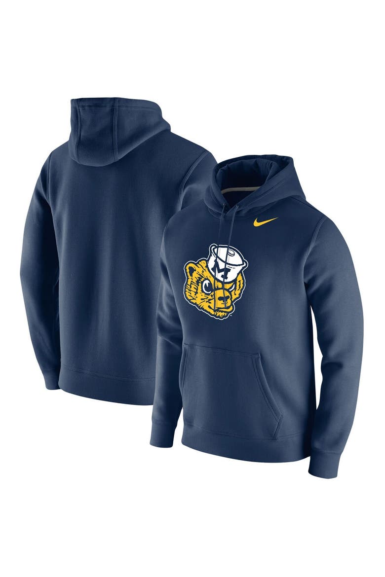 Men's Nike Navy Michigan Wolverines Vintage Sailor Hat Wolverine Hoodie, Main, color, Navy
