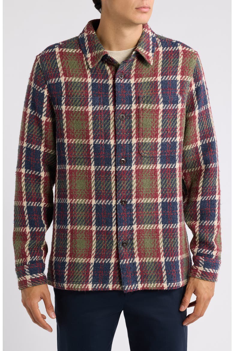 Boiled Water Resistant Wool Chore Jacket, Alternate, color, OXBLOOD PLAID