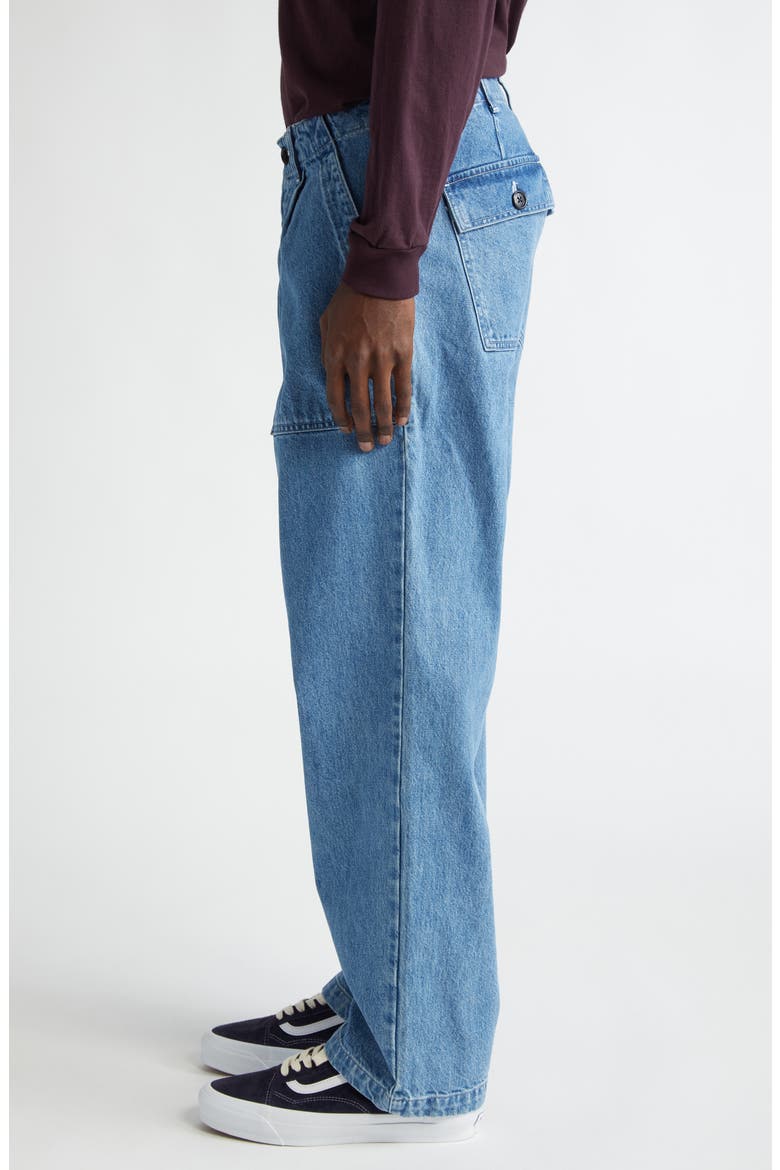 Pleated Denim Fatigue Pants, Alternate, color, INDIGO