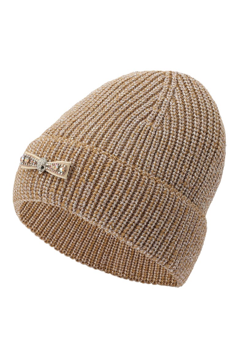 Micro Bow Cuff Beanie, Alternate, color, CAMEL