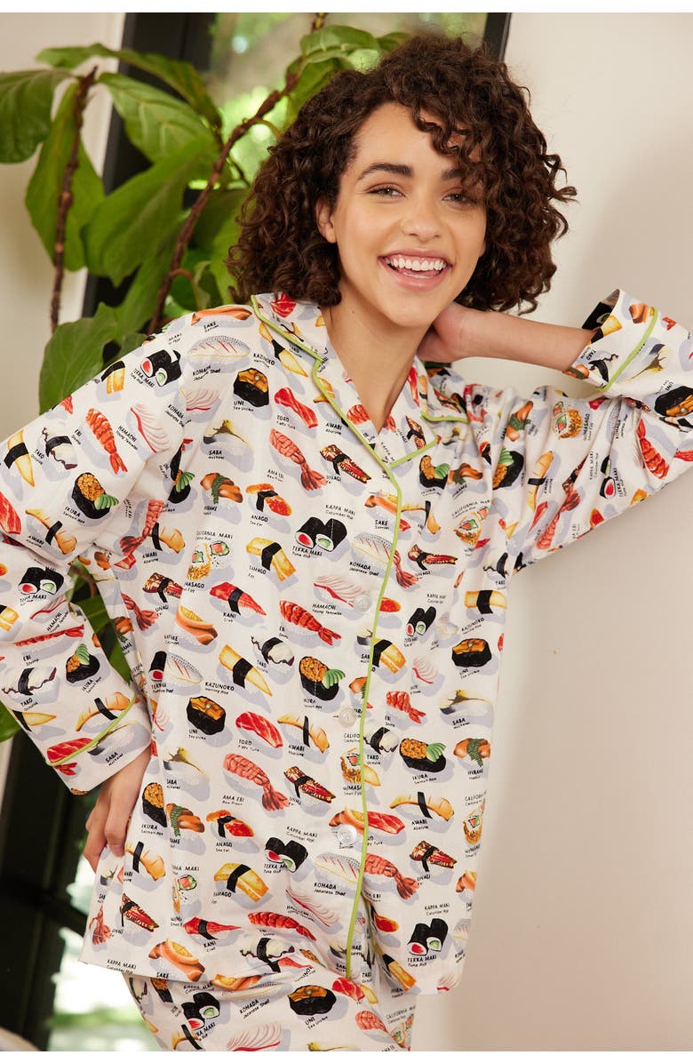 The Cat's Pajamas Poplin Pajama Set, Alternate, color, Sushi White
