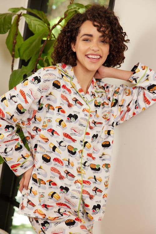 The Cat's Pajamas Poplin Cropped Pajama Set In Multi