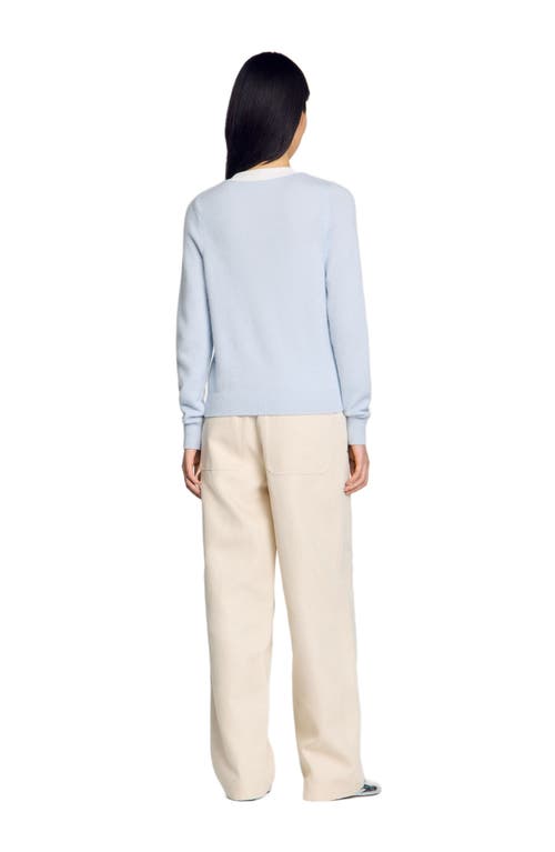 Sandro Wool-cashmere Henley Top In Sky Blue