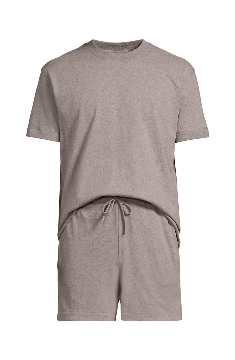 Lands' End Short Sleeve Knit Jersey Short Sleep Set, Alternate, color, Light Bark Heather