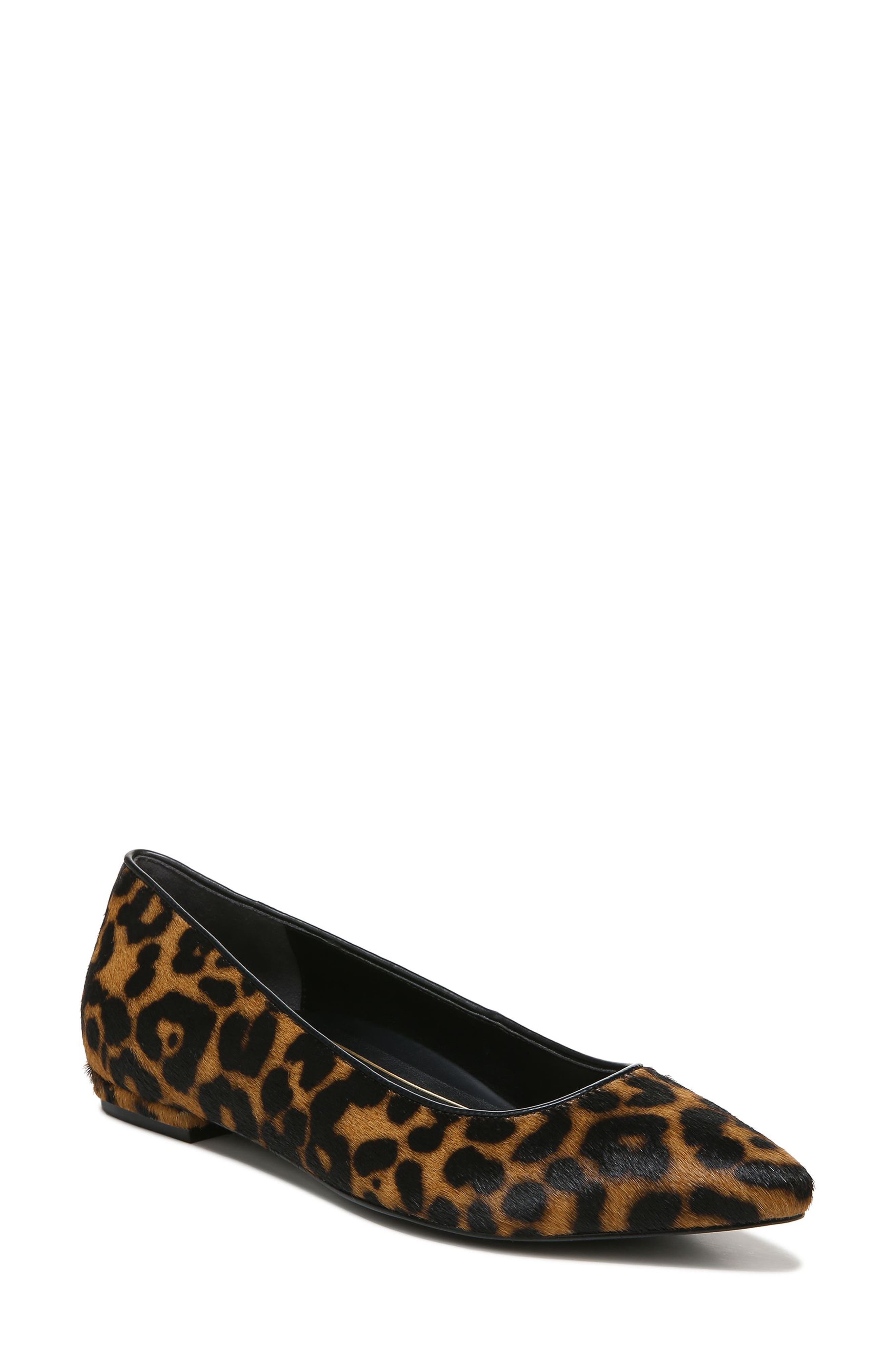 Lena Pointed Toe Flat, Main, color, TAN LEOPARD CALF HAIR