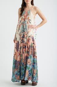 FARM Rio Boho Delhi Floral Tie Shoulder Maxi Dress