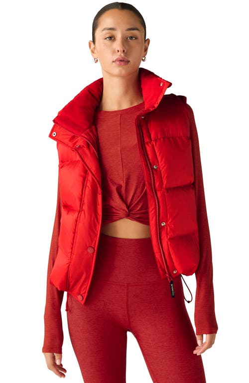 Beyond Yoga Big Cozy Puffer Vest In Red