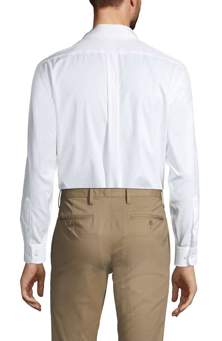 Lands' End School Uniform  Tailored Fit No Iron Solid Supima Cotton Pinpoint Buttondown Collar Dress Shirt, Alternate, color, White