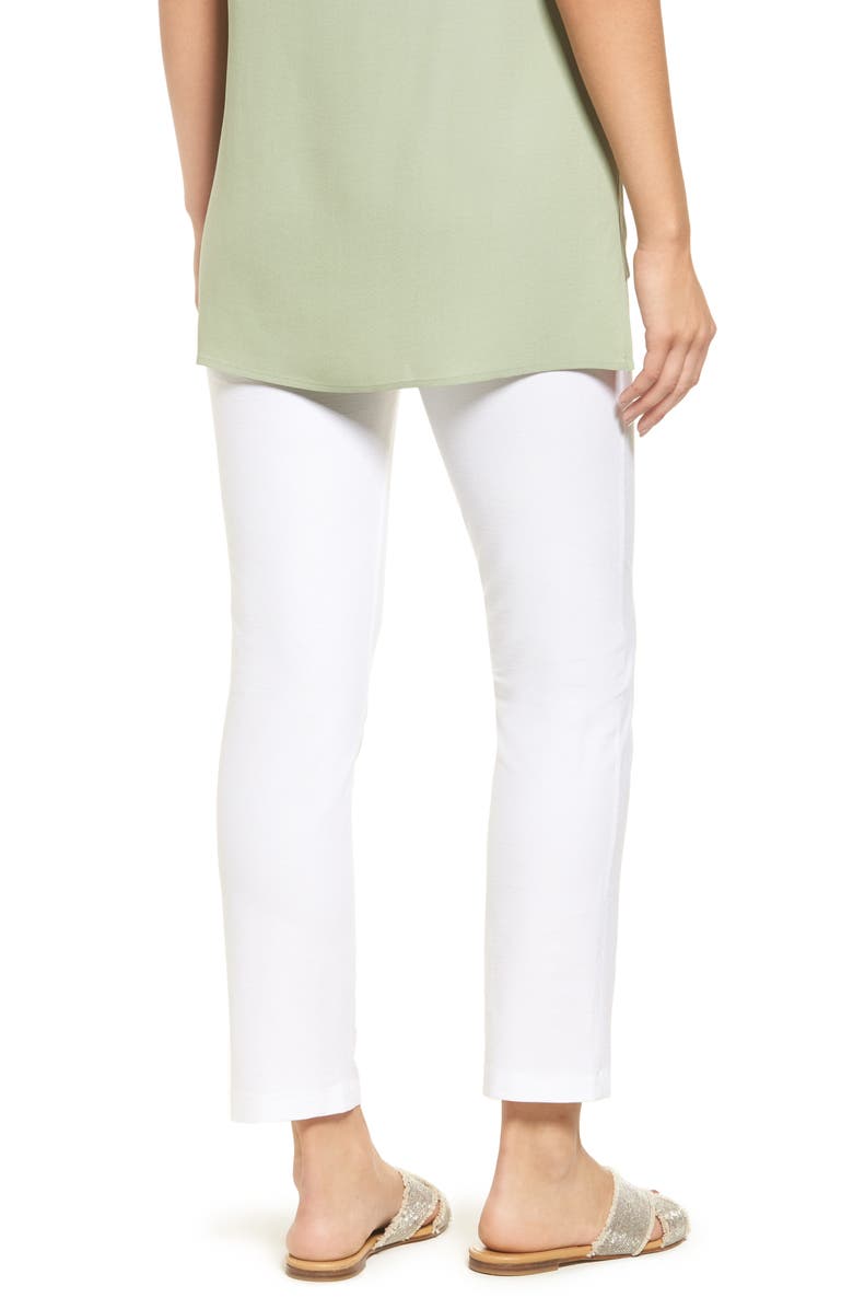 Eileen Fisher Stretch Crepe Slim Ankle Pants, Alternate, color, White