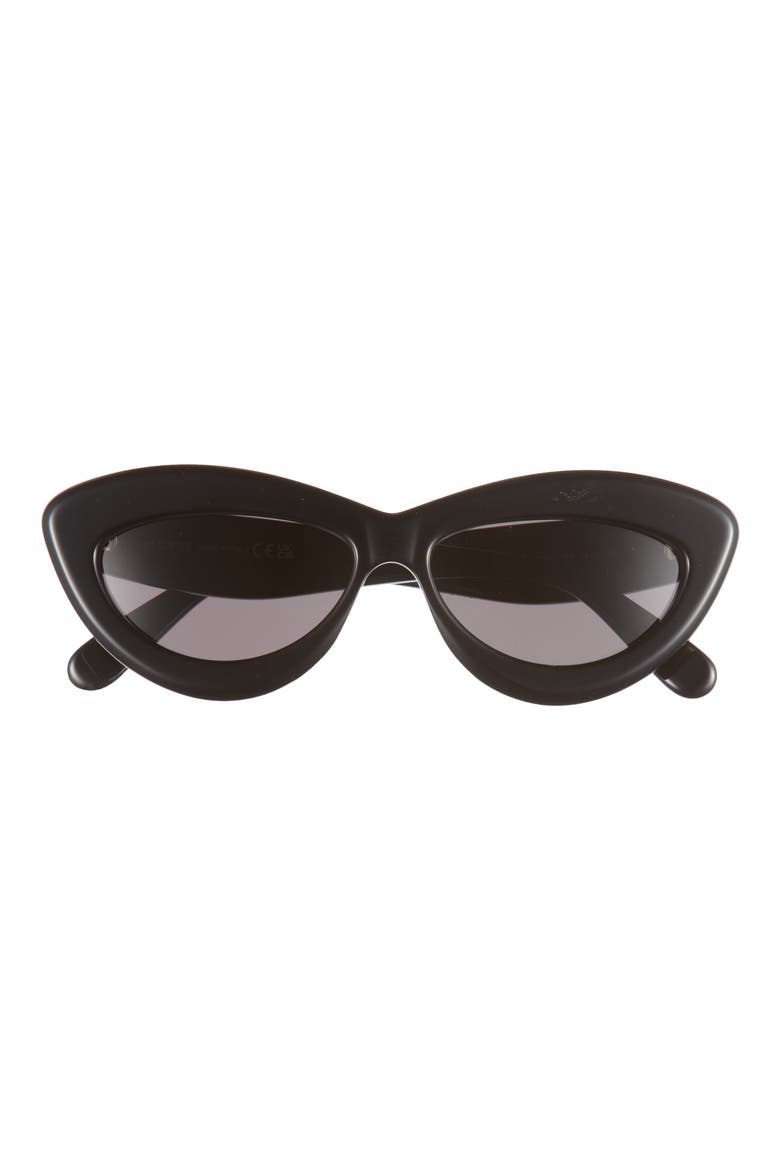 Curvy 54mm Cat Eye Sunglasses, Main, color, SHINY BLACK / SMOKE