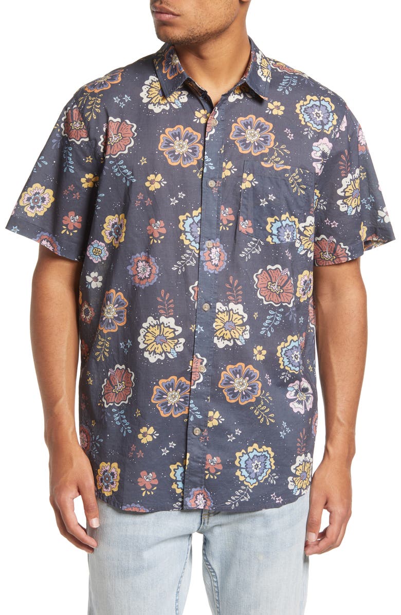 Marine Layer Men's Floral Print Short Sleeve Button-Up Shirt, Main, color, 