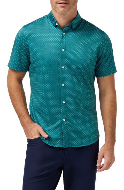 Halyard Trim Fit Short Sleeve Performance Button-Up Shirt