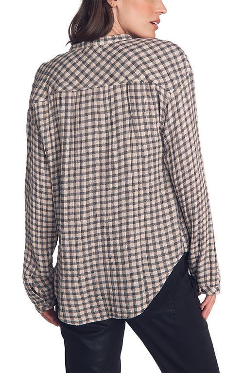 Bella Dahl Check Textured Mandarin Collar Button-up Shirt In Brown