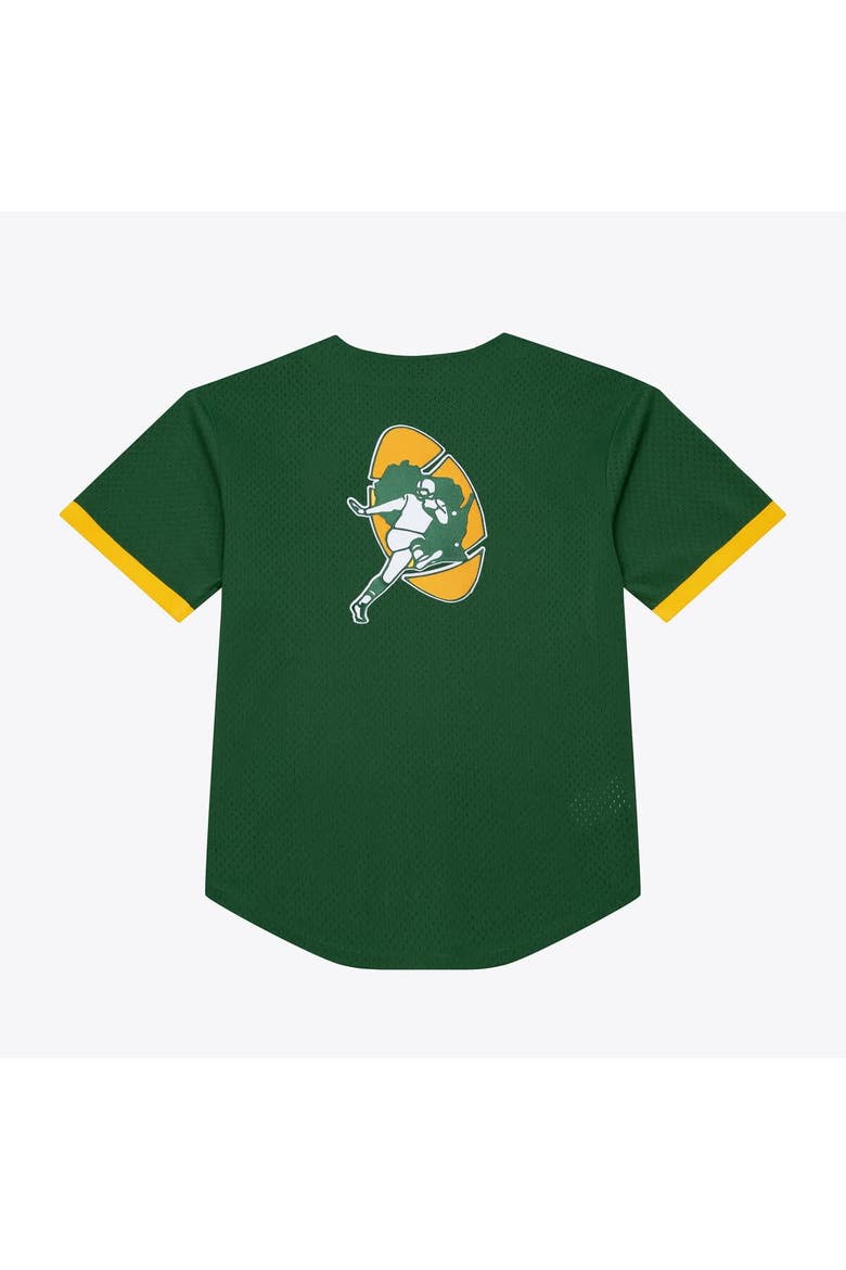 Men's Mitchell & Ness  Green Bay Packers Green Head Coach Mesh Full-Button Fashion Jersey, Alternate, color, Green