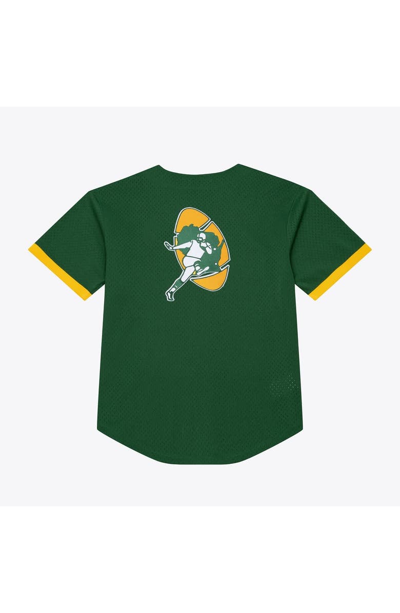 Mitchell & Ness Men's Mitchell & Ness  Green Bay Packers Green Head Coach Mesh Full-Button Fashion Jersey, Alternate, color, Green