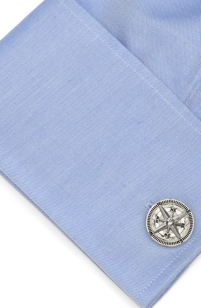 Cufflinks, Inc. Compass Stainless Steel Cuff Links, Alternate, color, Silver