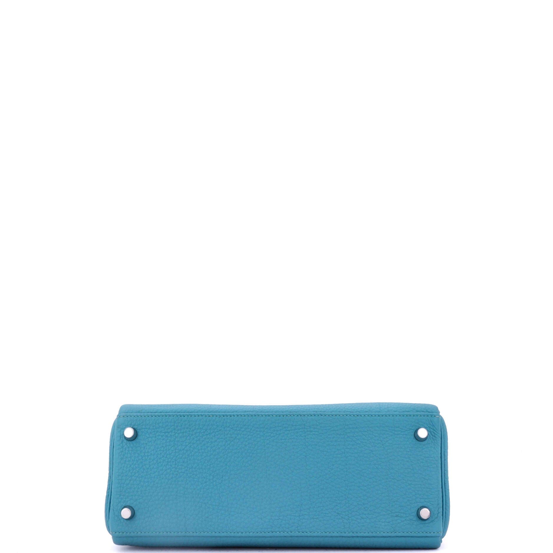 Pre-Owned Hermes Kelly Handbag Blue Togo with Palladium Hardware 28, Alternate, color, 