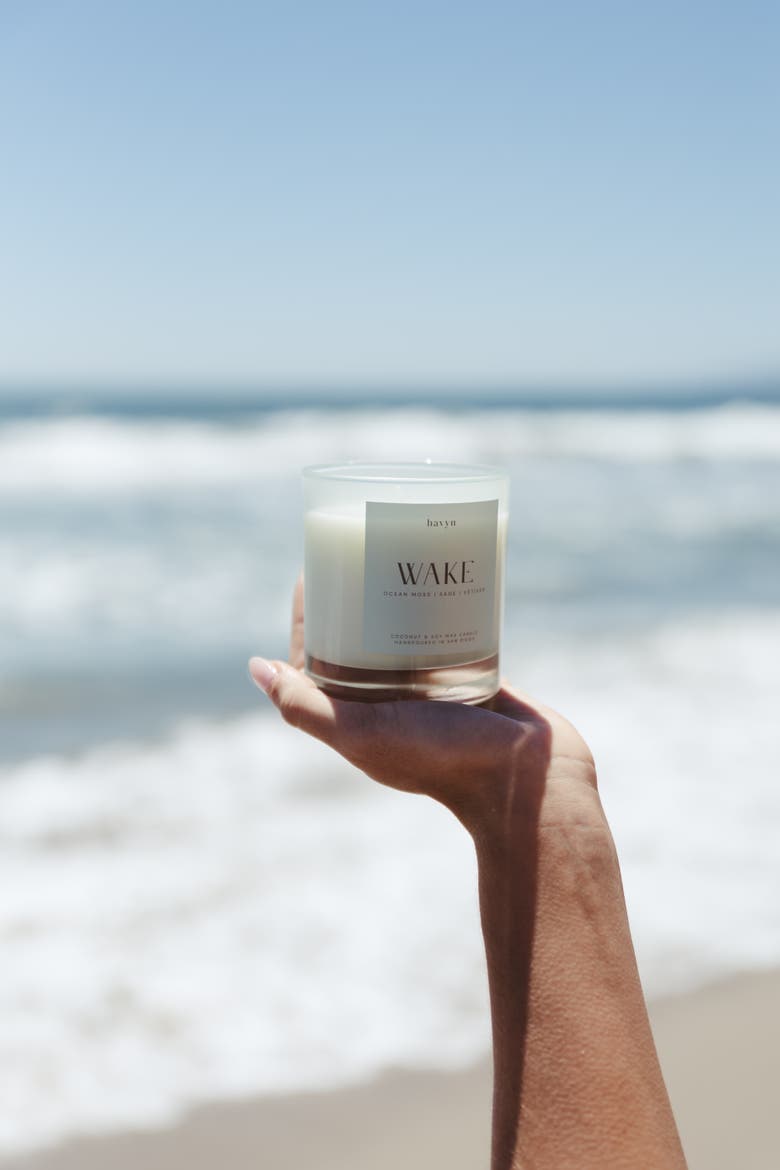 Wake (Ocean Moss, Sage, Vetiver) EU Allergen-Free Candle, Alternate, color, 8 oz