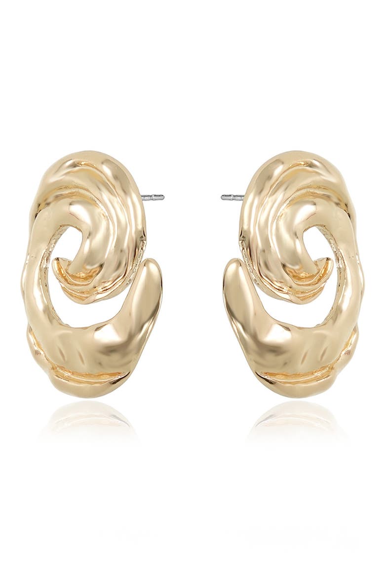 Hammered Swirl Stud Earrings, Alternate, color, GOLD