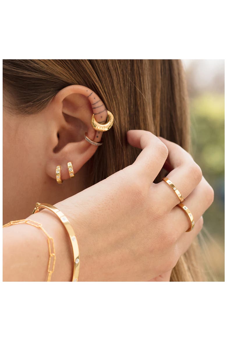 Fiji Diamond Huggie Hoop Earrings, Alternate, color, YELLOW GOLD