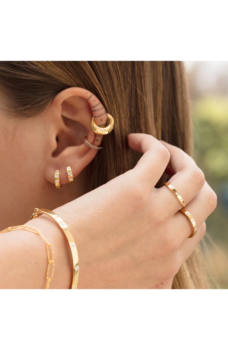 Monica Vinader Fiji Diamond Huggie Hoop Earrings, Alternate, color, Yellow Gold