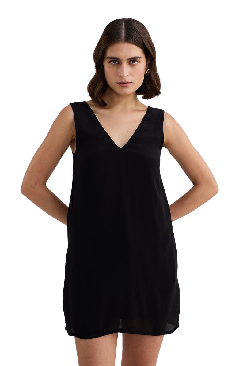 Reistor Midnight Muse V-neck Short Dress in Black, Alternate, color, Black