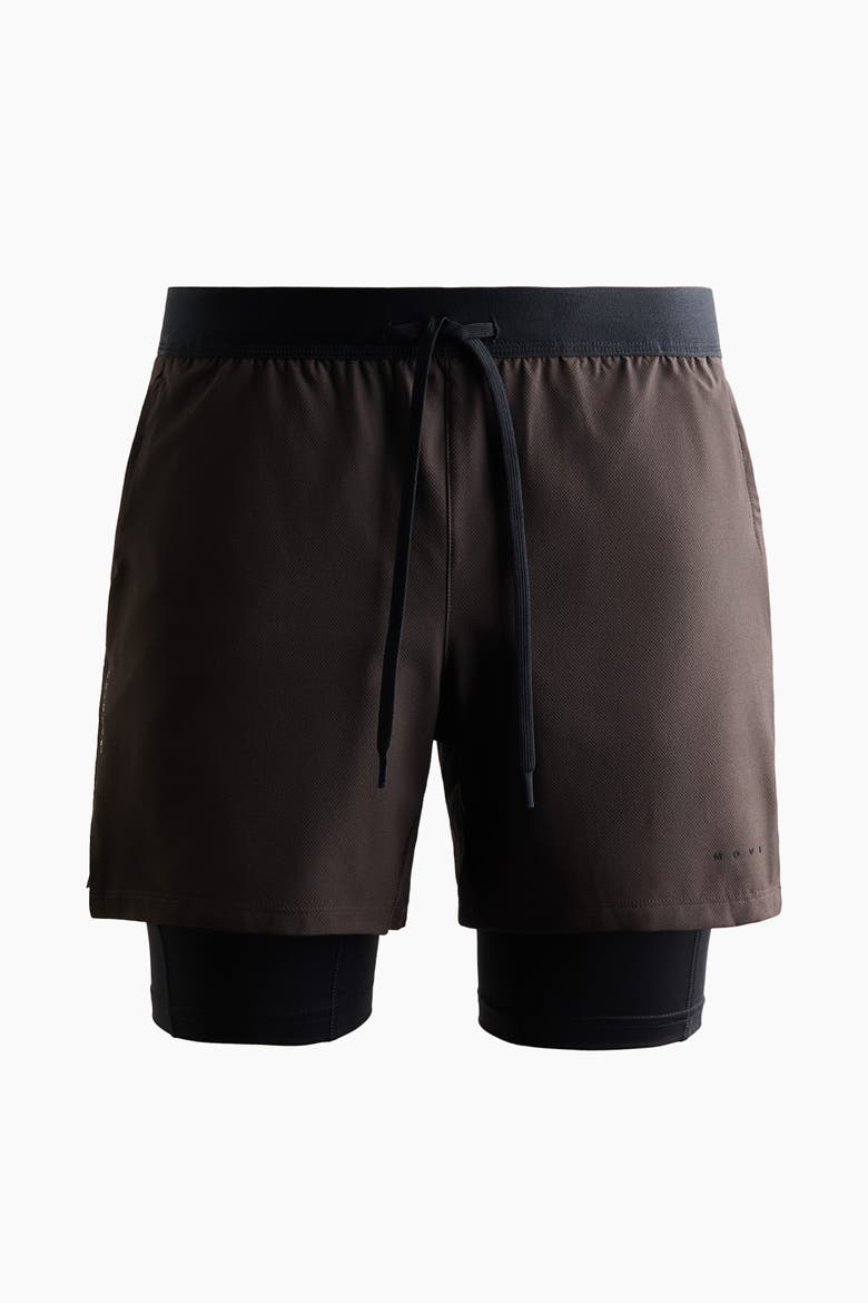 Double-layered Sports Shorts With Drymove, Main, color, Brown