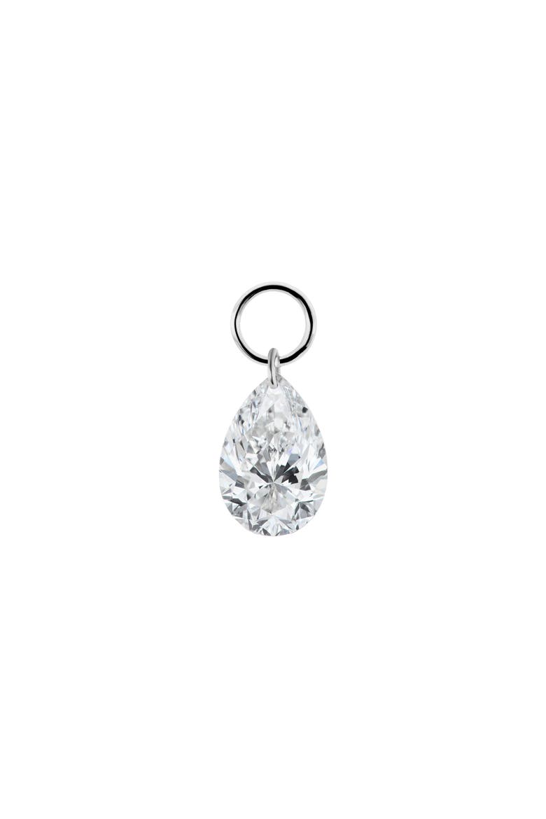 Pear Diamond Floating Charm, Main, color, WHITE GOLD