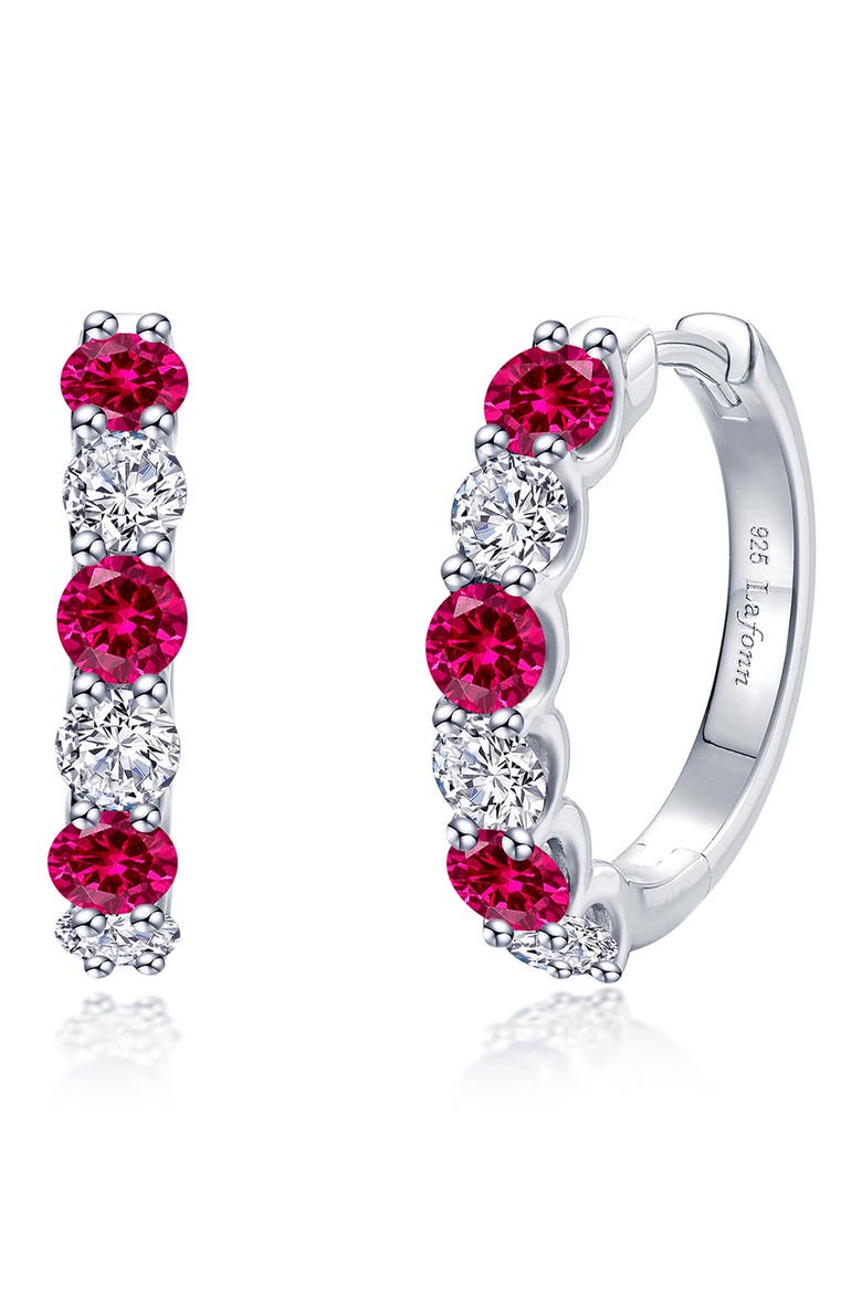 Josie Lab Grown Ruby Hoop Earrings, Main, color, RED