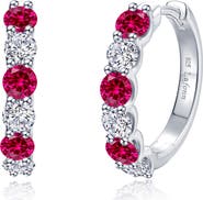 Lafonn Josie Lab Grown Ruby Hoop Earrings