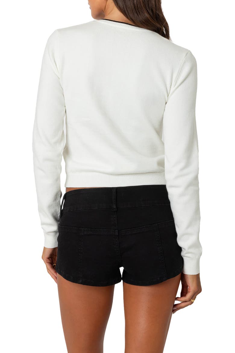 Contrast Bow Cardigan, Alternate, color, CREAM