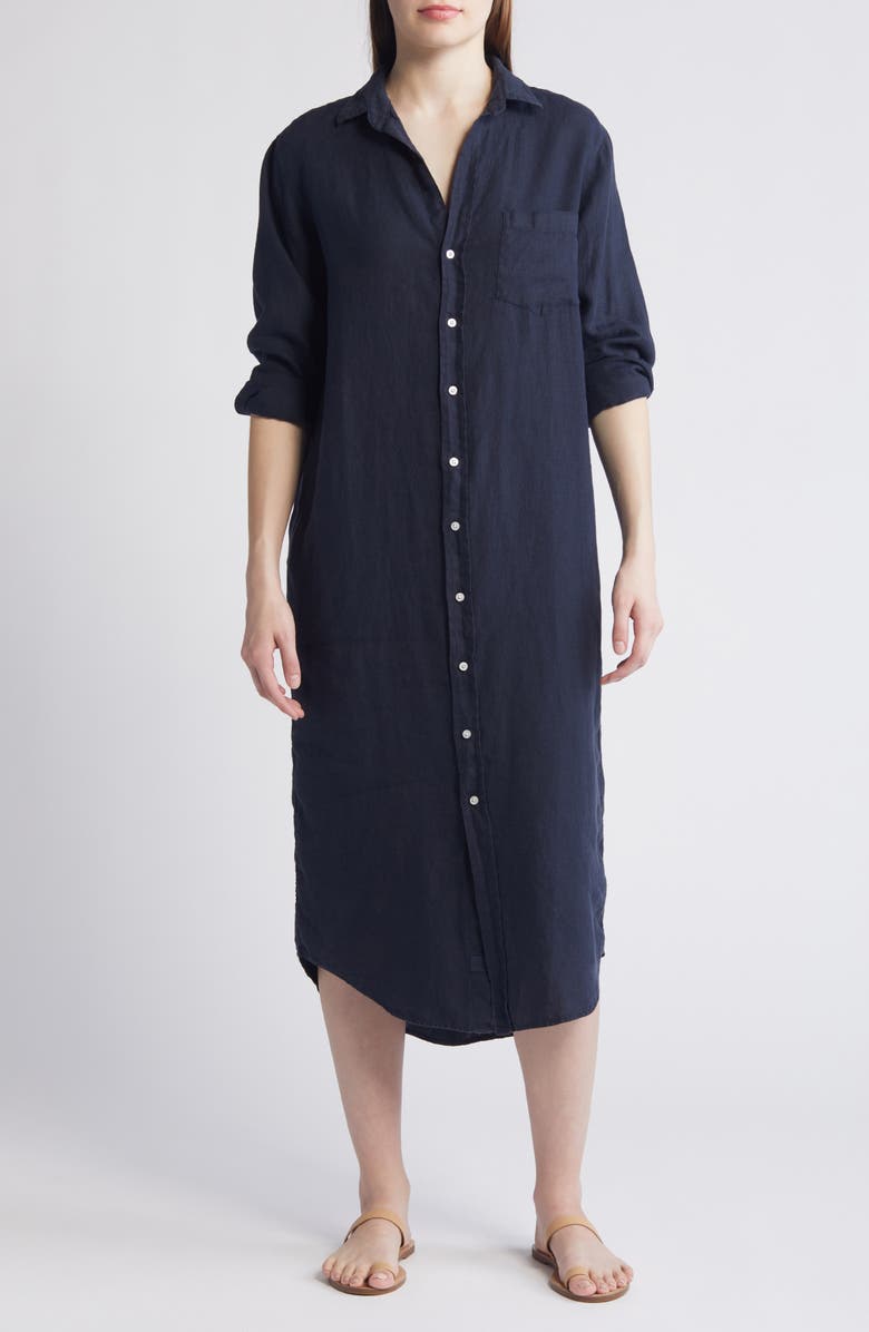 Frank & Eileen Long Sleeve Linen Midi Shirtdress, Alternate, color,