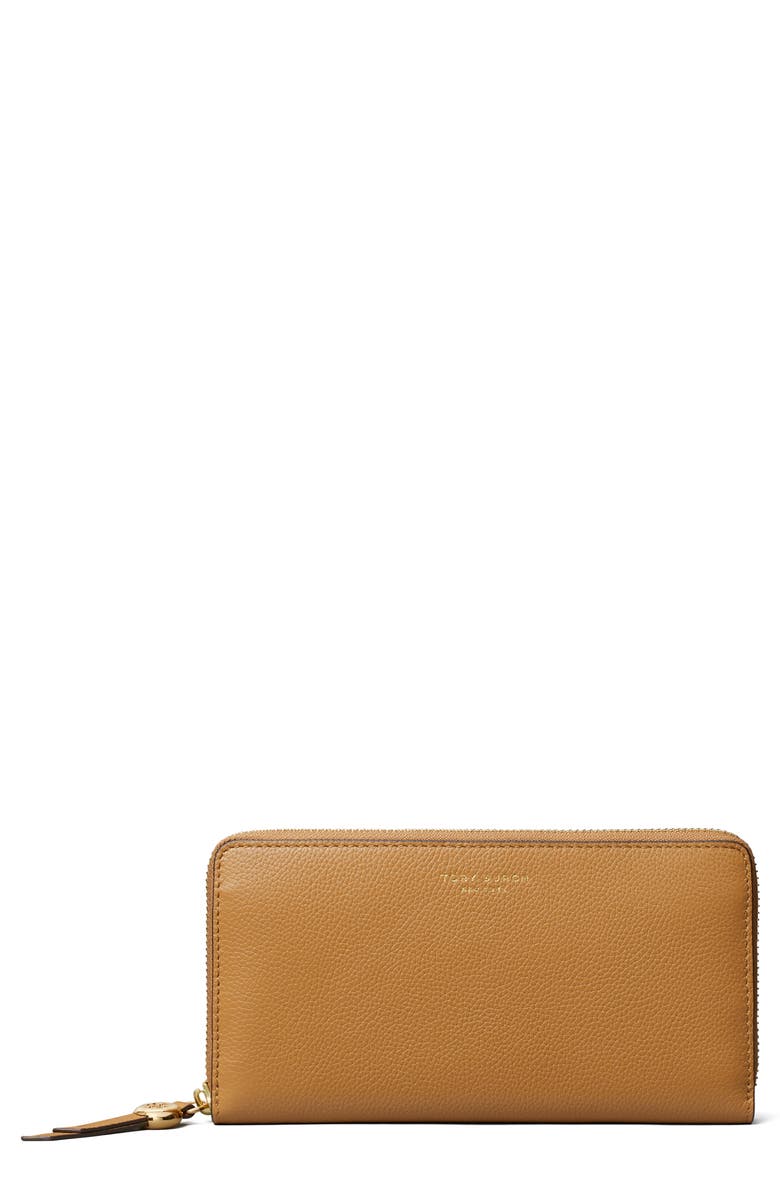 Tory Burch Romy Leather Zip Around Continental Wallet, Main, color, Tiramisu