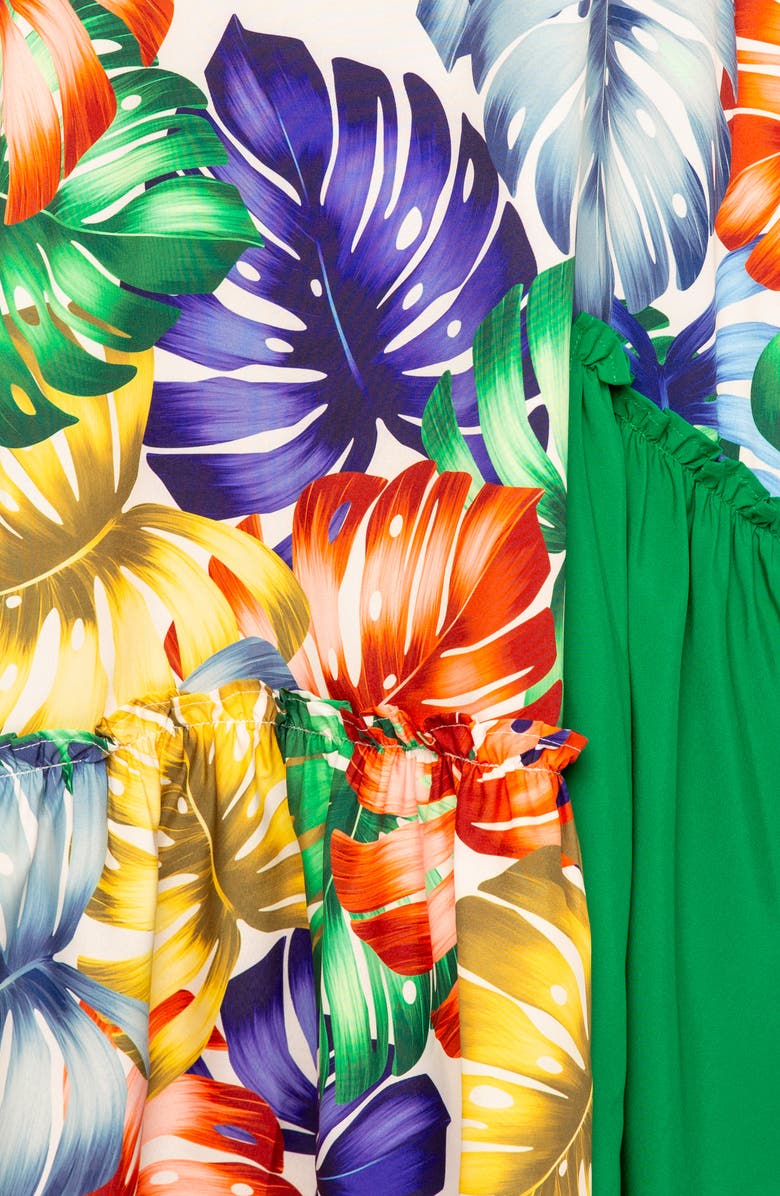 BUXOM COUTURE Palm Print Blocked Maxi Sundress, Alternate, color, 