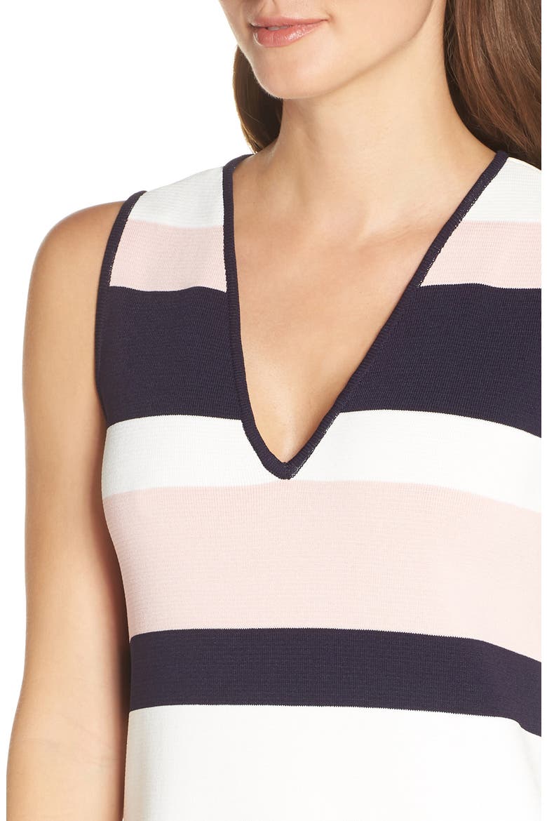 Stripe Sleeveless Sweater Dress, Alternate, color, NAVY