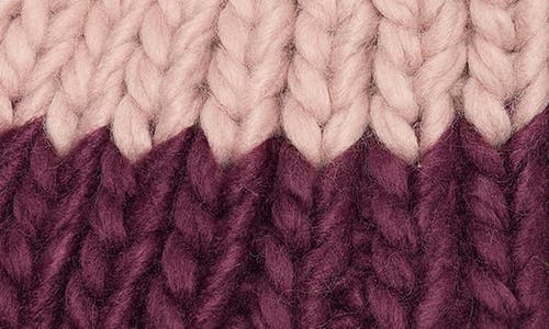 Vince Camuto Two-tone Pompom Beanie In Burgundy