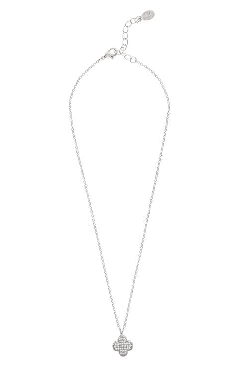 Pavé Cubic Zirconia Clover Pendant Necklace