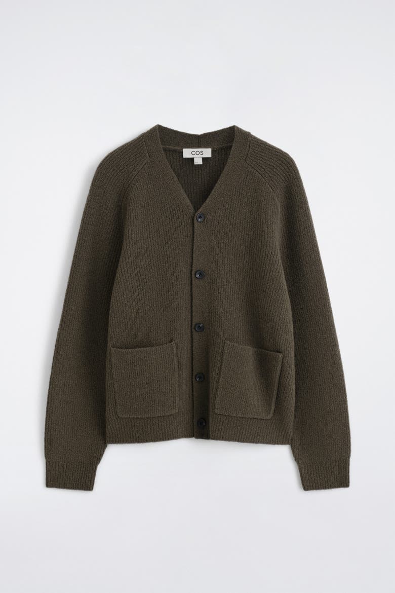 Wool-Blend Bouclé Cardigan, Alternate, color, BROWN