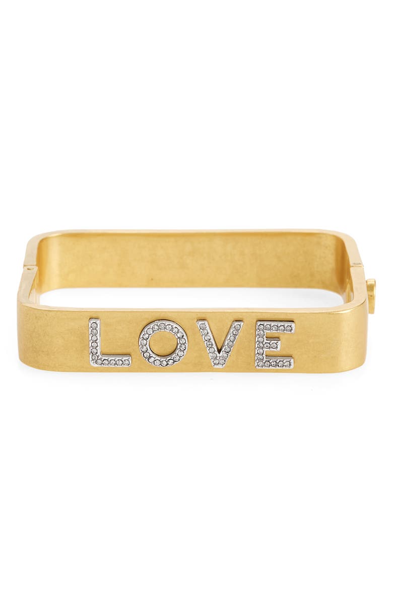 Tory Burch Love Message Rectangular Bracelet, Main, color, 