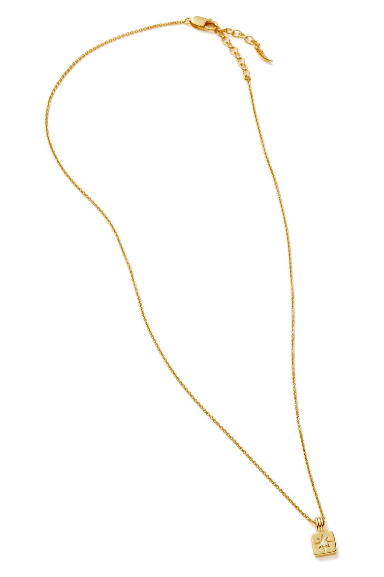 Engravable Cubic Zirconia Star Pendant Necklace, Alternate, color, GOLD