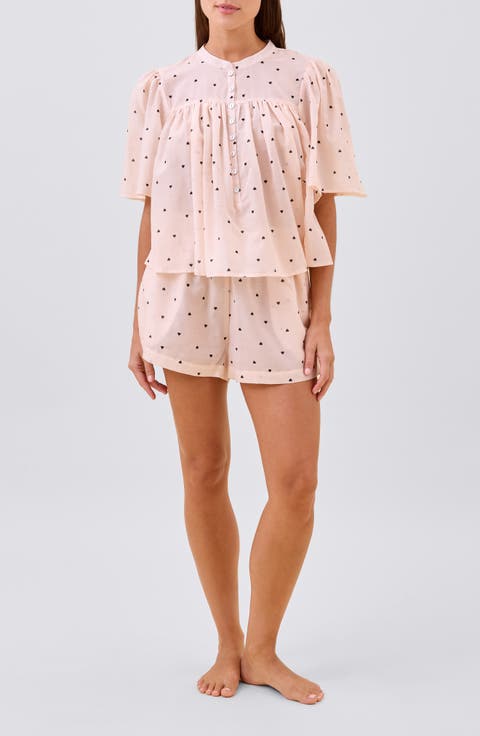 Heart Print Cotton Short Pajamas