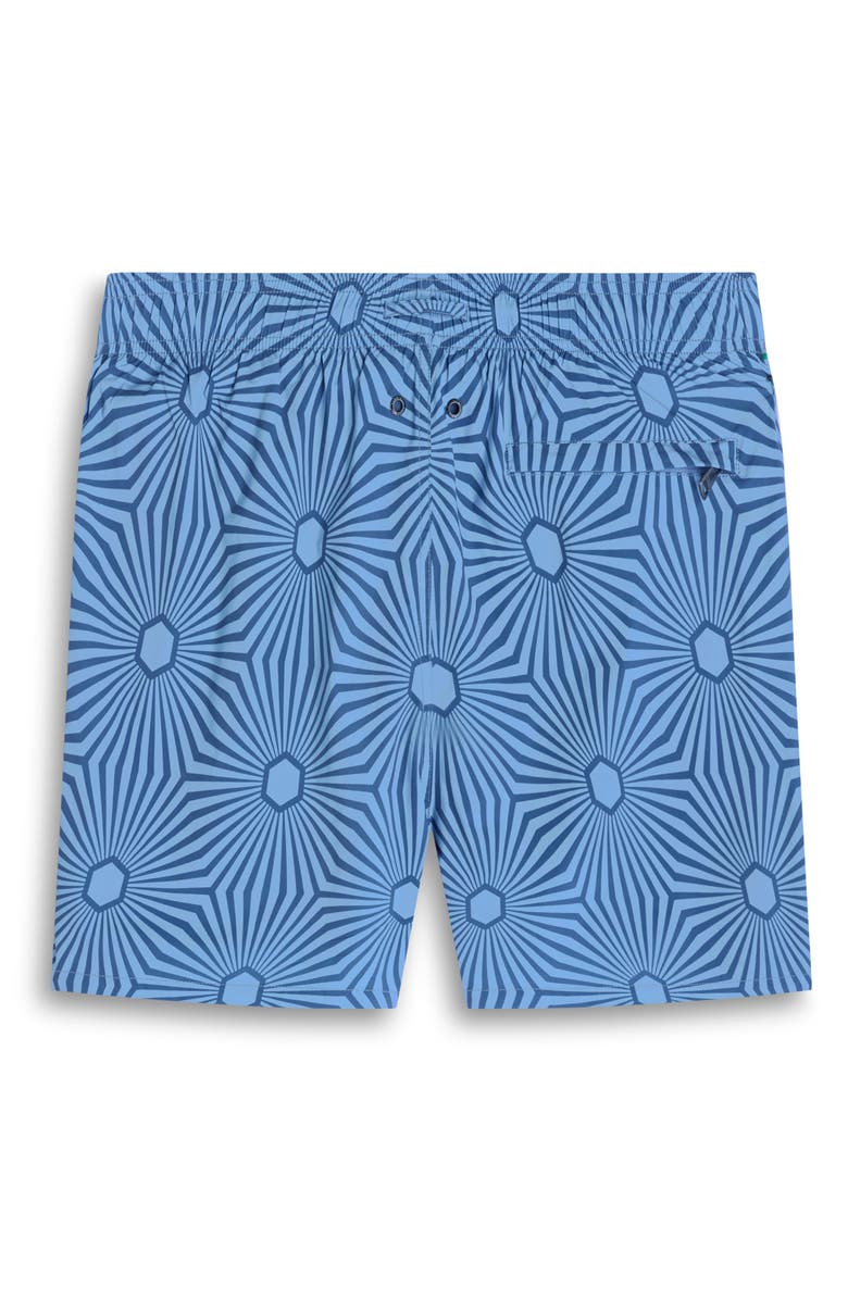 Bugatchi Cruz Print Swim Trunks, Alternate, color, Cobalt