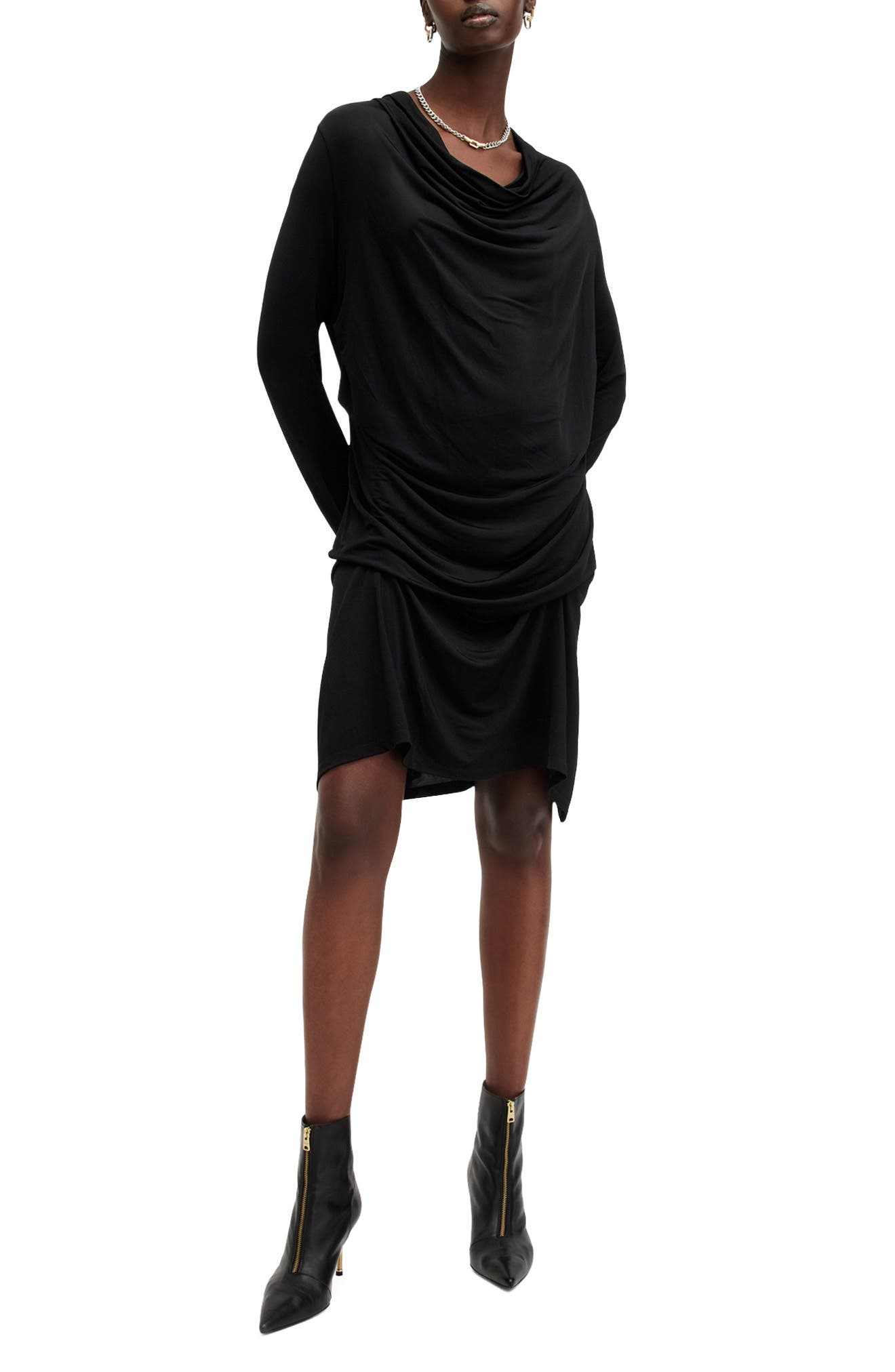 Amei Draped Long Sleeve Minidress