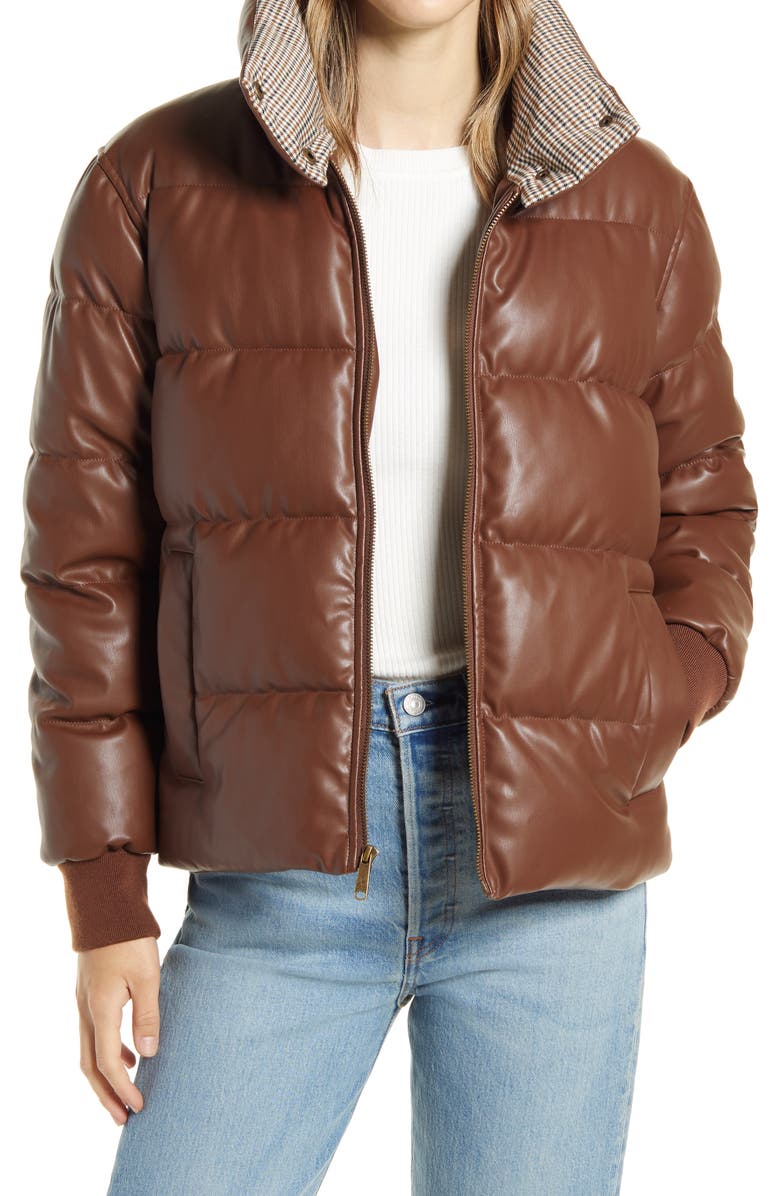 Sam Edelman Faux Leather Puffer Jacket, Main, color, 