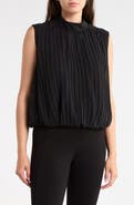 Renee C Pleated Mock Neck Top