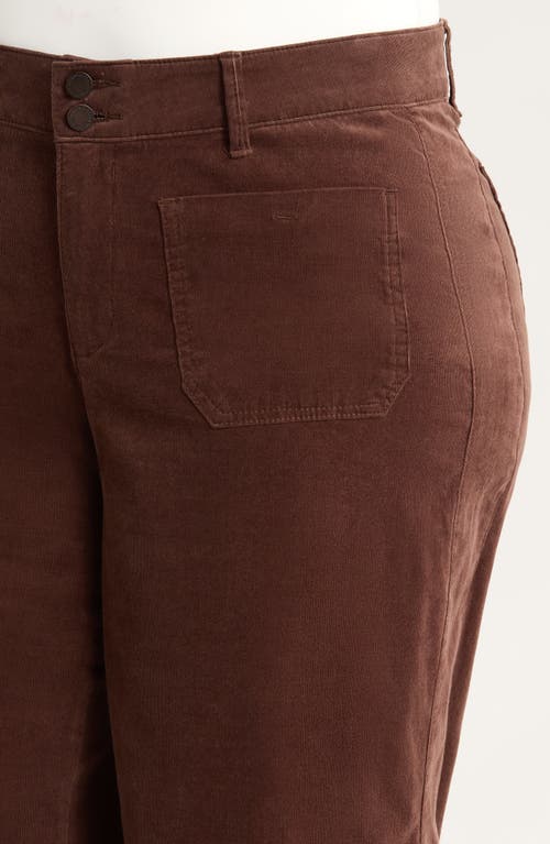 Wit & Wisdom Emma 'ab'solution Patch Pocket High Waist Wide Leg Corduroy Pants In Brown