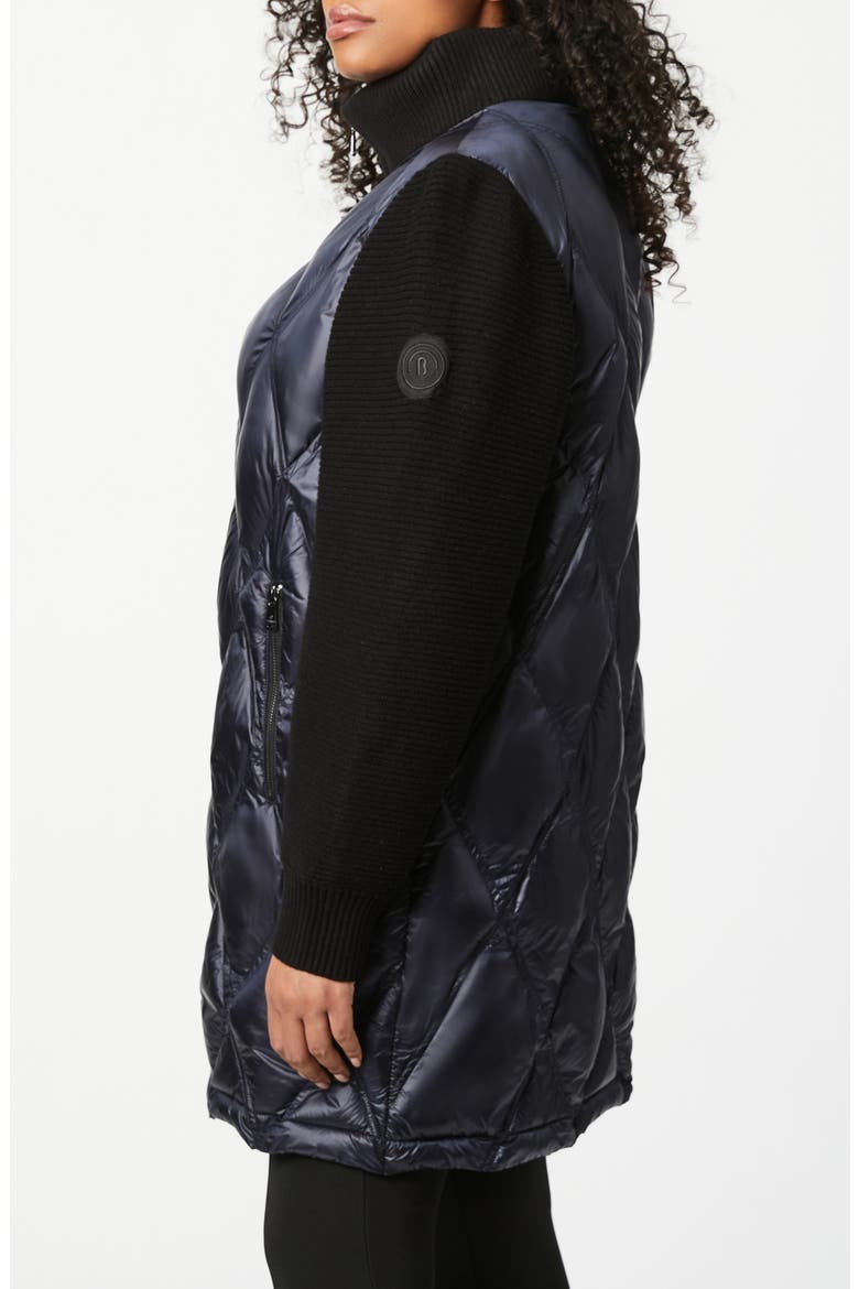Rib Knit Sleeve Quilted Jacket, Alternate, color, NAVY